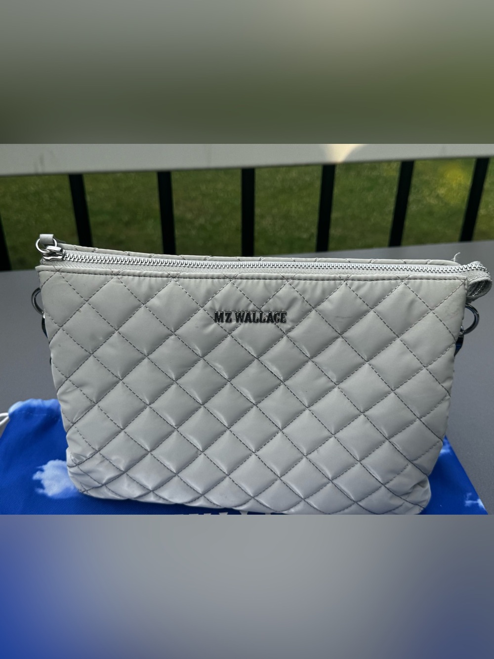MZ Wallace Quilted Light Gray Pippa Chain Strap Crossbody - Picture 14 of 14